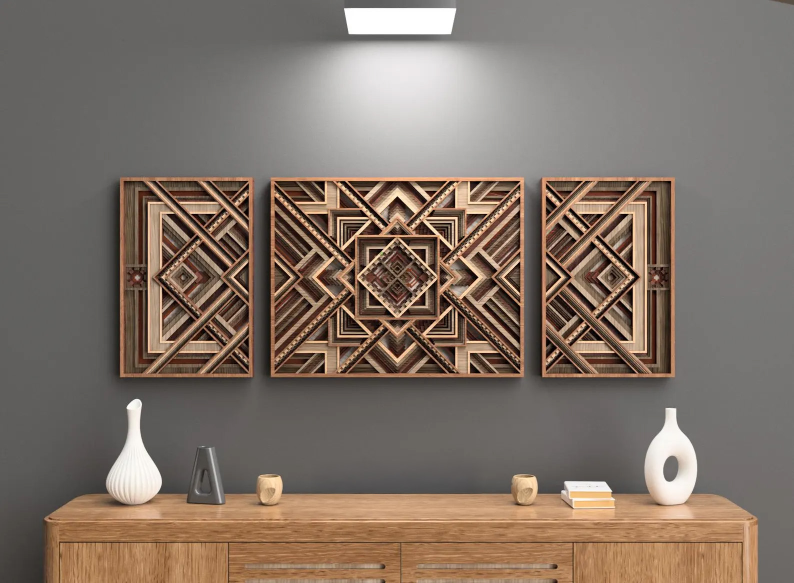 Labyrinth Mandala — Three-Panel Wall Art